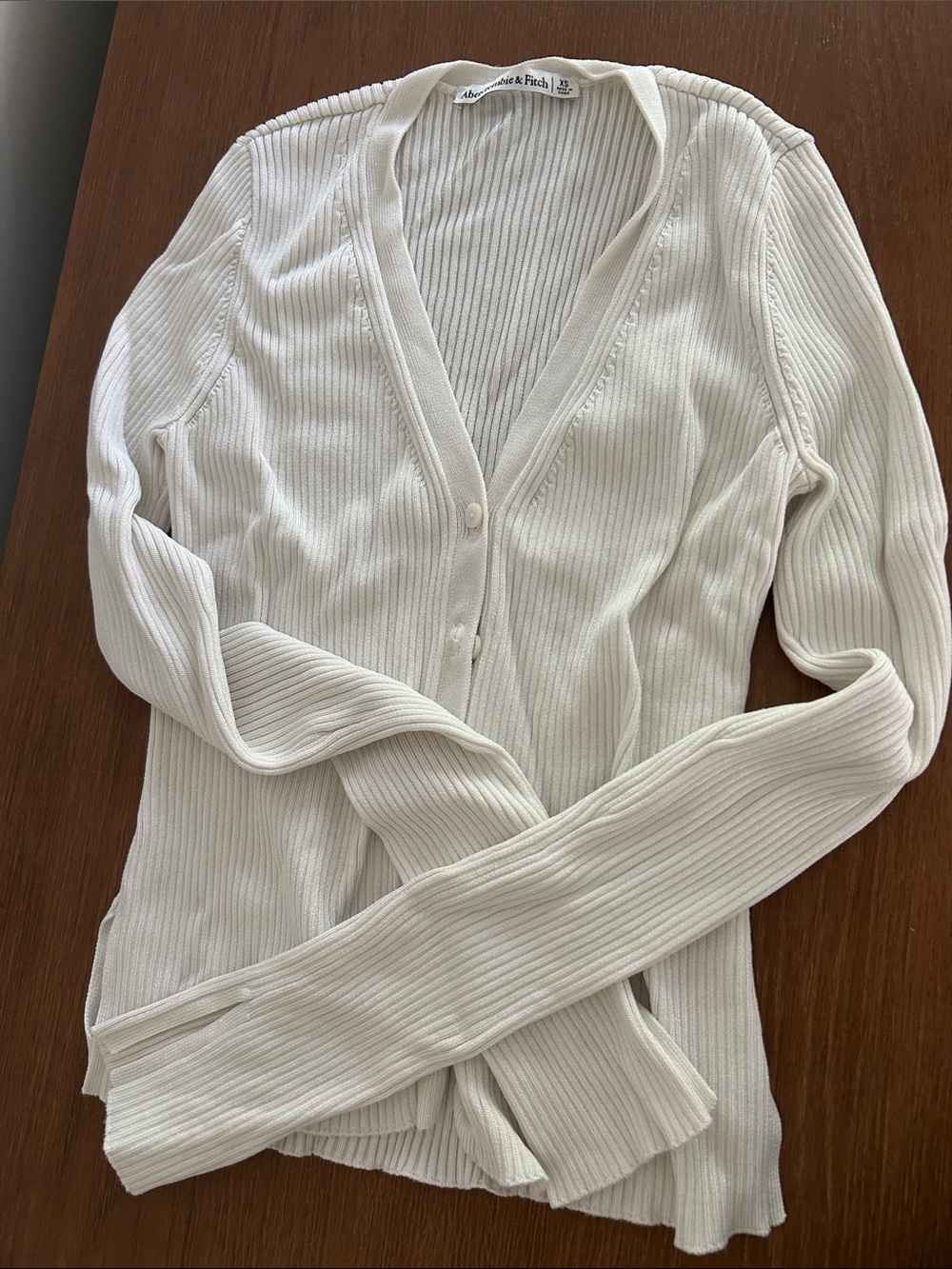 Abercrombie & Fitch white ribbed cardigan